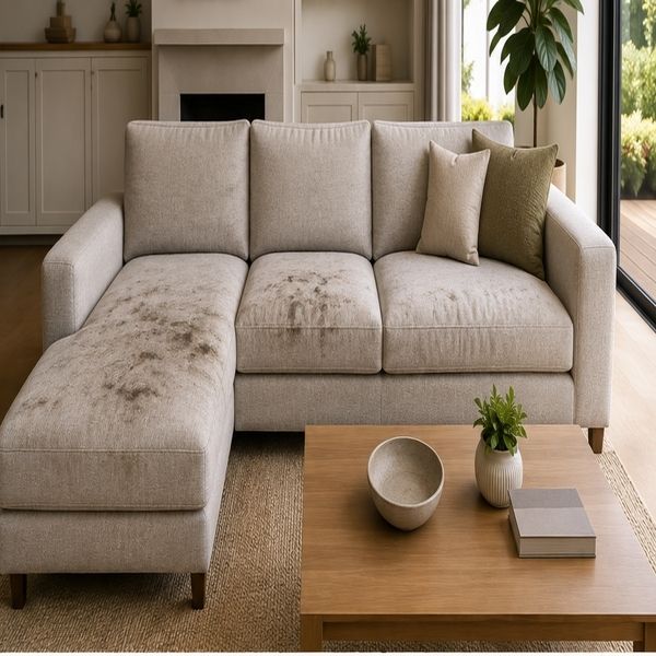 Sofa before upholstery cleaning in Williamstown